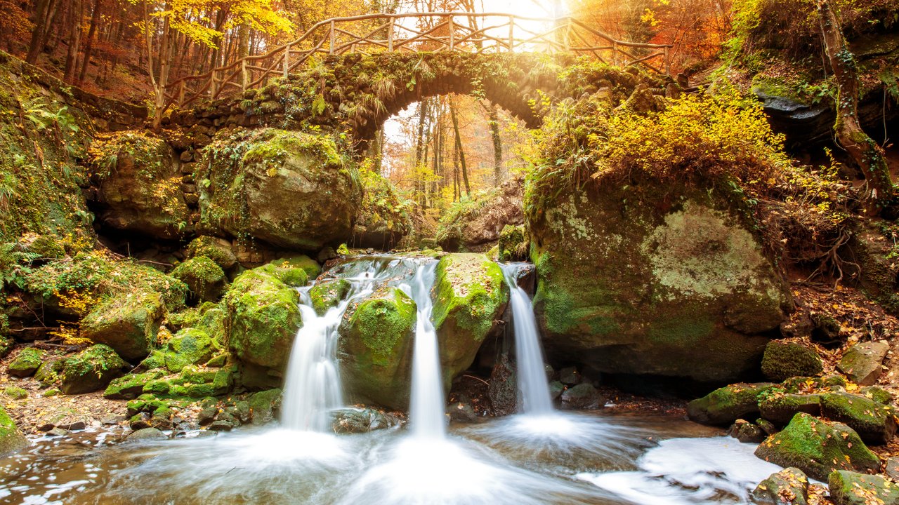 Beautiful waterfalls in the Mullerthal region in Luxembourg